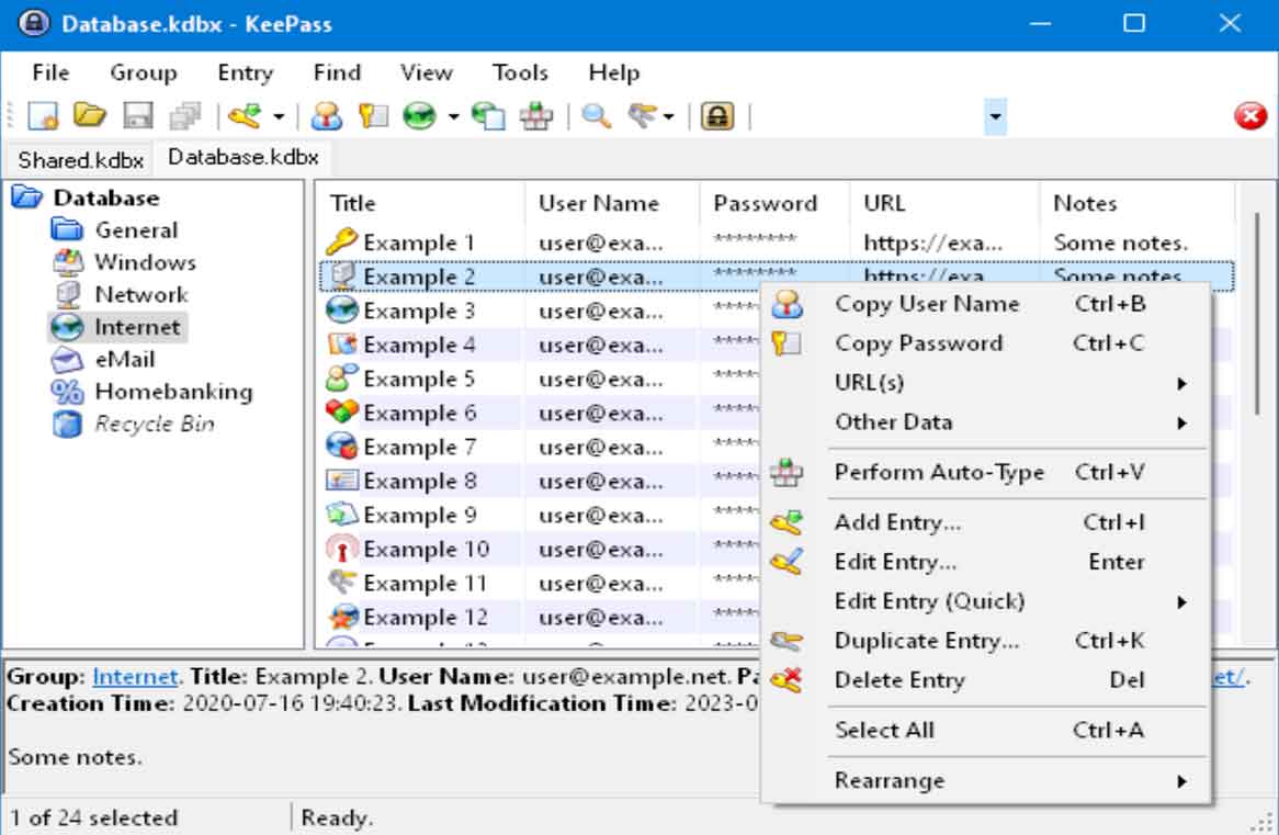 Phần mềm mã hóa dữ liệu miễn phí KeePass