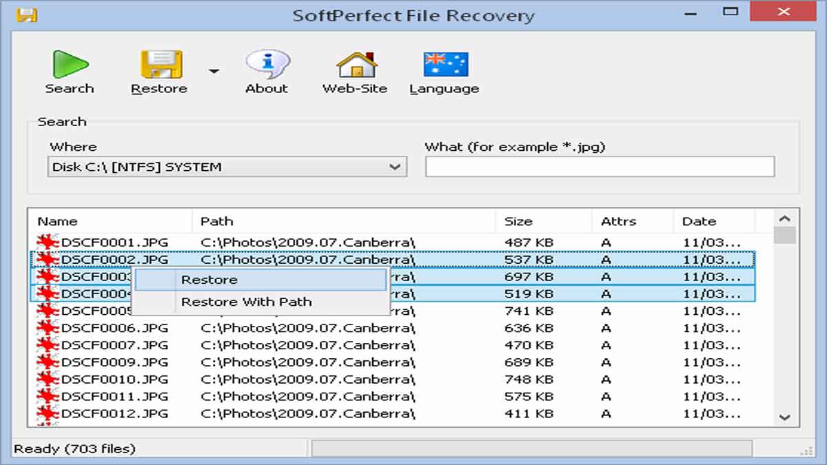 Phần mềm SoftPerfect File Recovery