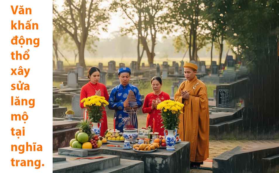 Văn khấn động thổ xây sửa lăng mộ phần tại nghĩa trang. 9 Văn khấn động thổ xây sửa lăng mộ phần tại nghĩa trang.