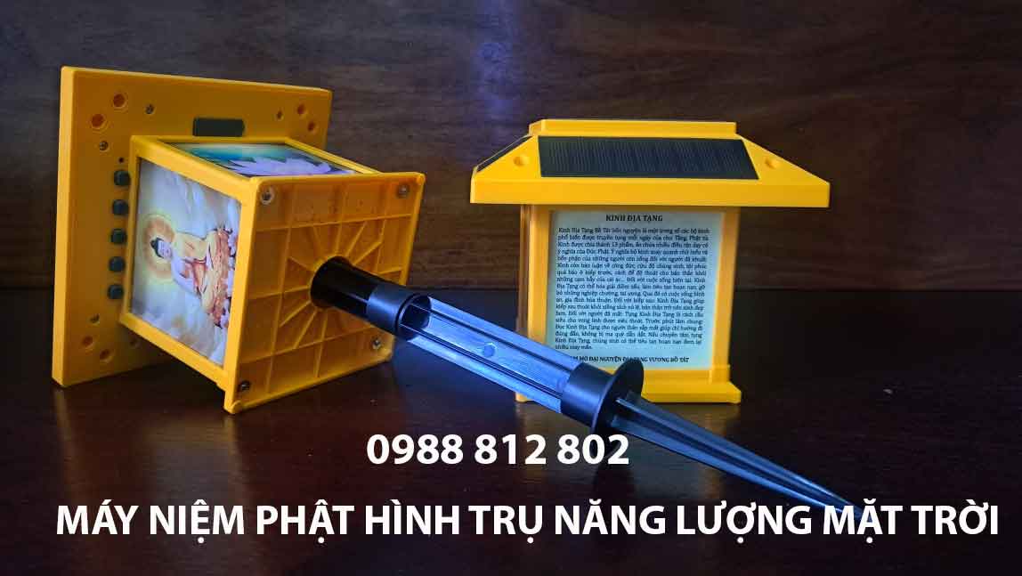 Máy tụng kinh địa tạng hình trụ năng lượng mặt trời