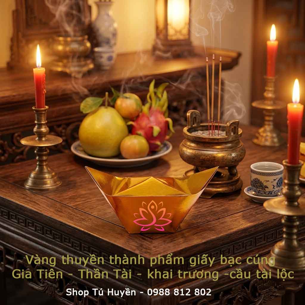 Vàng thuyền thành phẩm giấy bạc cúng Gia Tiên - Thần Tài - khai trương -cầu tài lộc