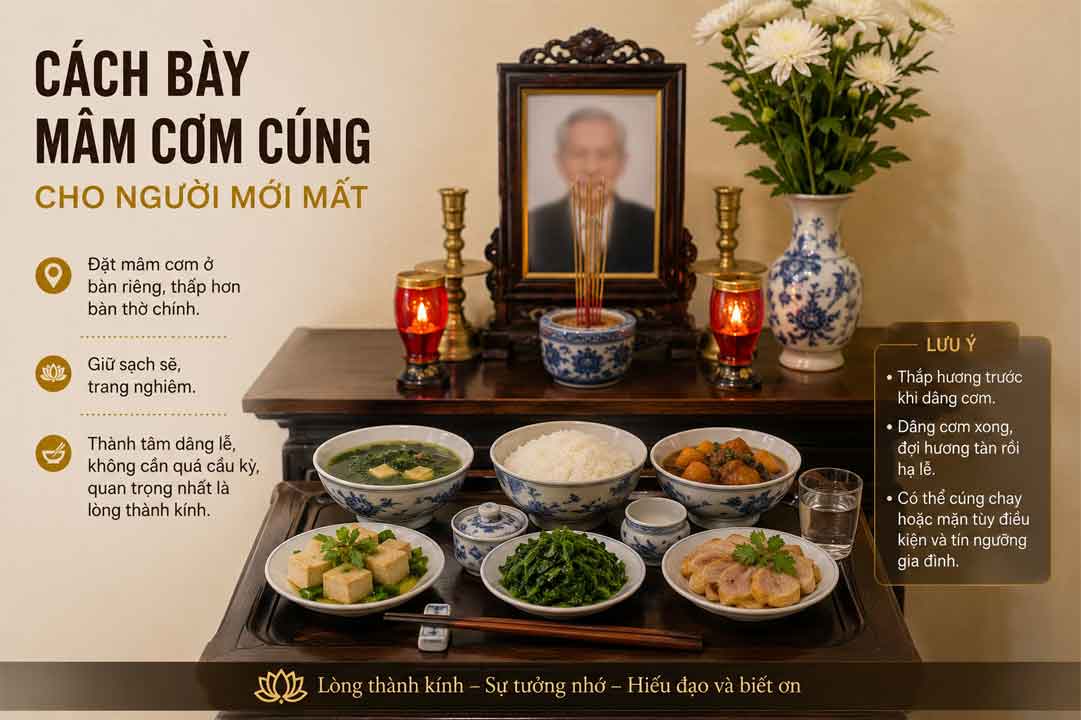 Cách bày mâm cơm cúng cho người mất