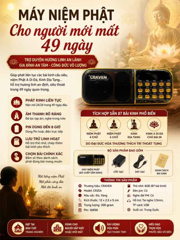 Máy niệm phật cho người mới mất 49 ngày