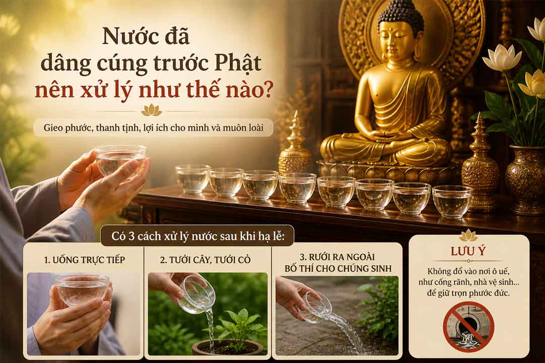 Nước cúng Phật xong làm gì ?