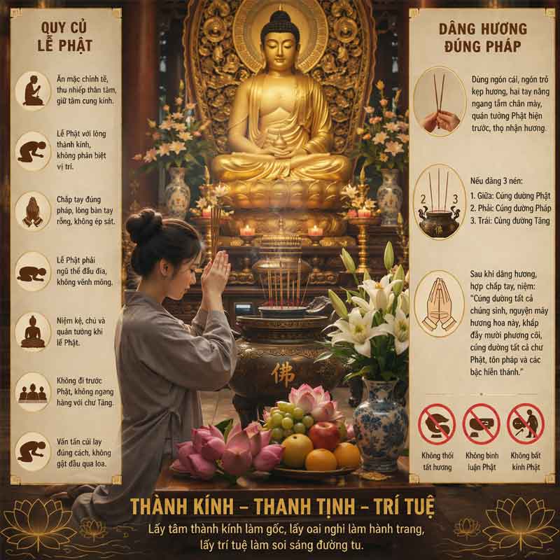 Quy củ lễ Phật và dâng hương
